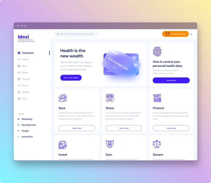 Moxi dashboard